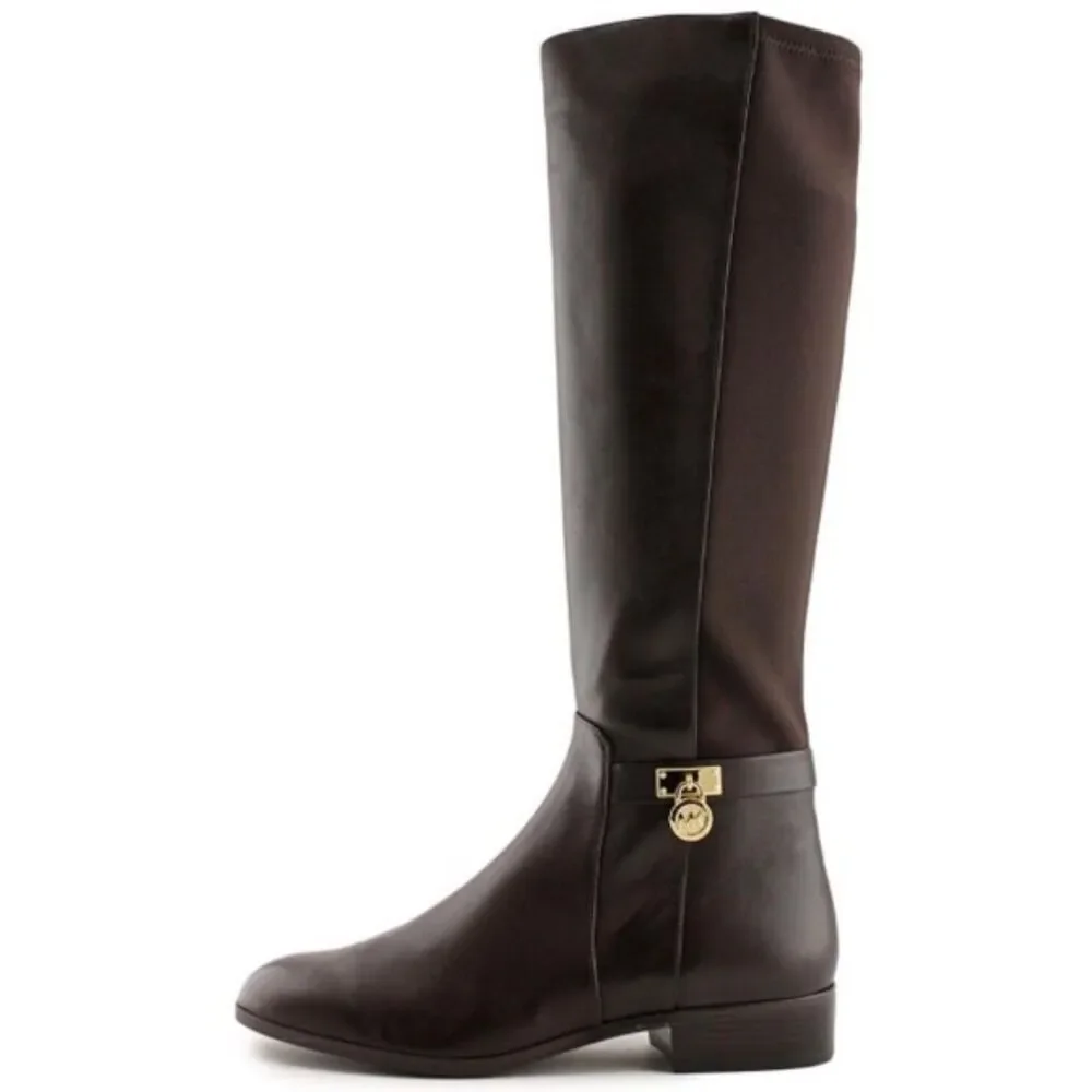 Michael Kors Hamilton Brown Leather Knee High Riding Boots 6M